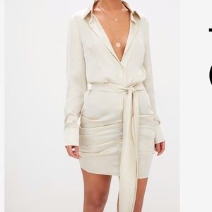 PrettyLittleThing satin champagne dress NWT